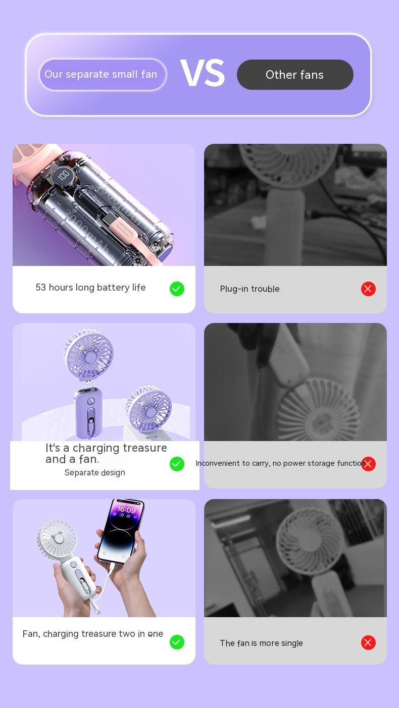 2-in-1 Handheld Mini Fan Power