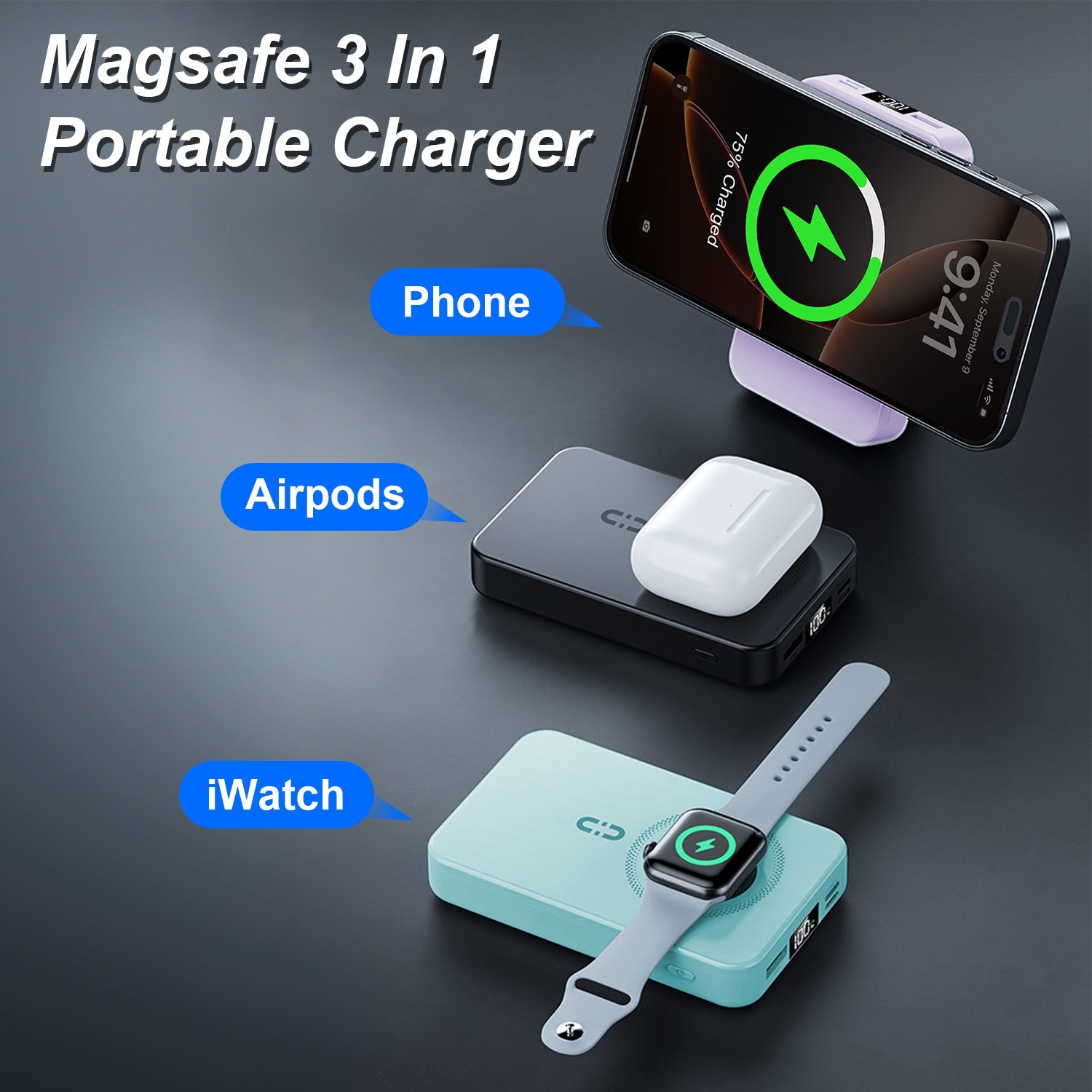 3-in-1 MagSafe Power Bank 10000mAh