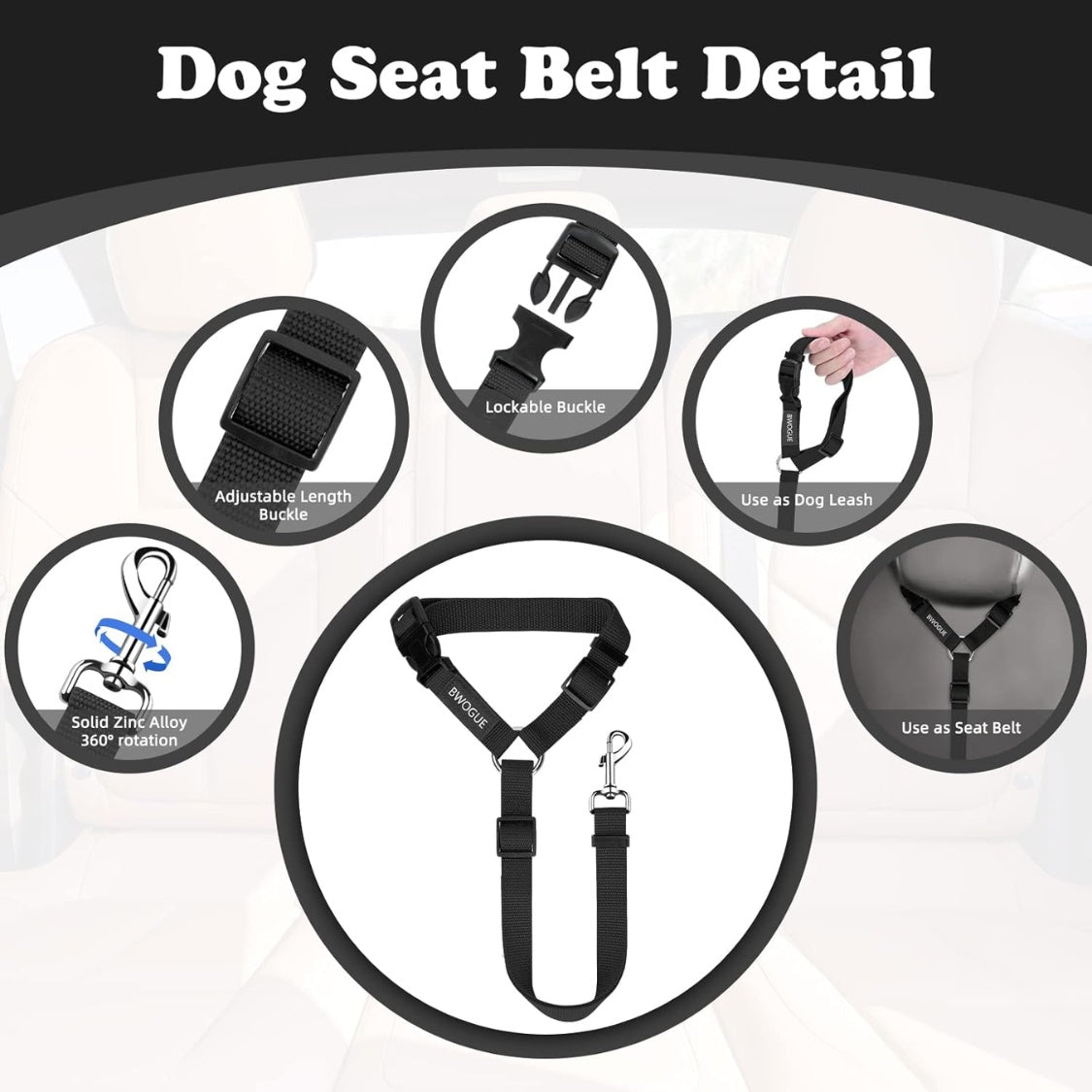 2 Pack Dog Car Seat Belt Restraint