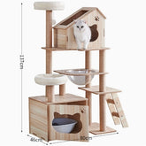 Wood Cat House Sisal Scratching Post