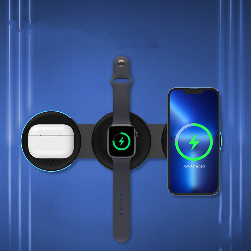 Magnetic Suction Wireless Charging Three In One Folding