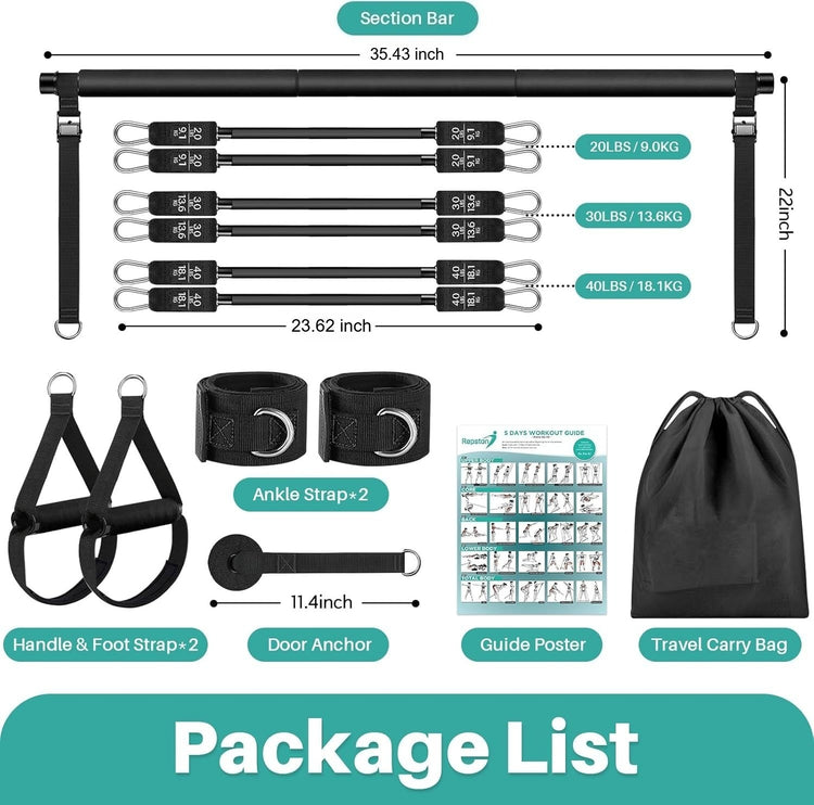 Pilates Bar Kit Resistance Bands Home