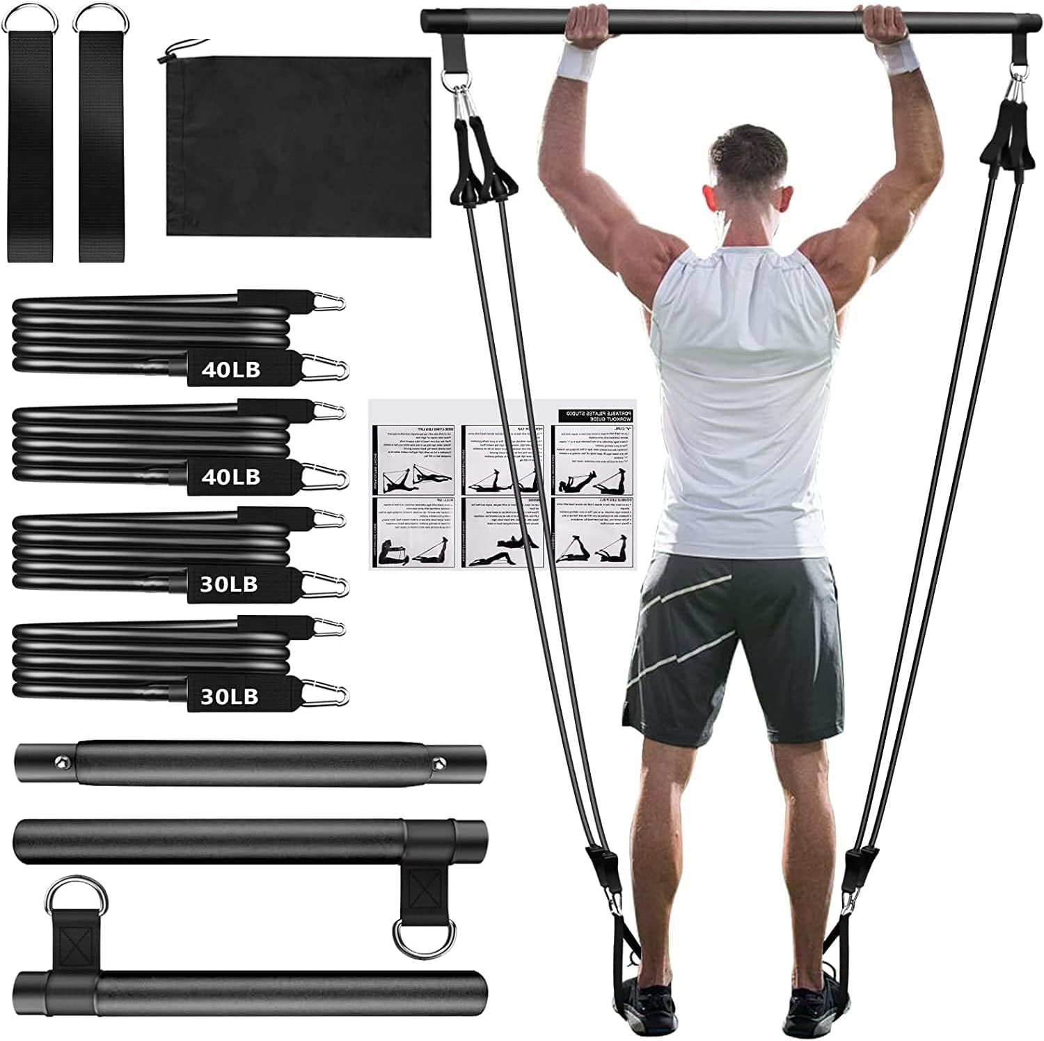 Pilates Bar Resistance Band Fitness