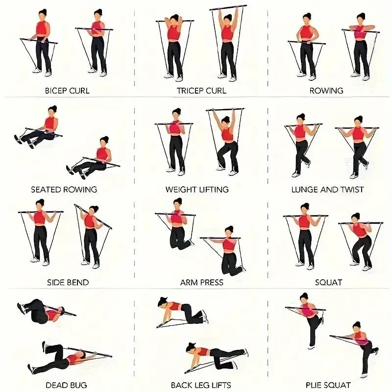 Pilates Bar Kit Resistance Bands Home