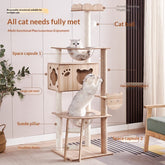 Wood Cat House Sisal Scratching Post