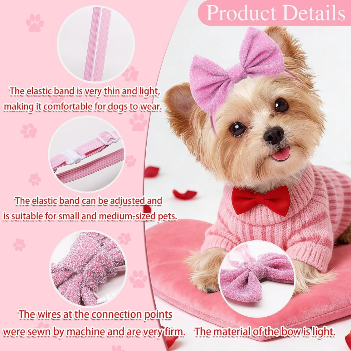 4Pcs Dog Bow Headband Grooming Set