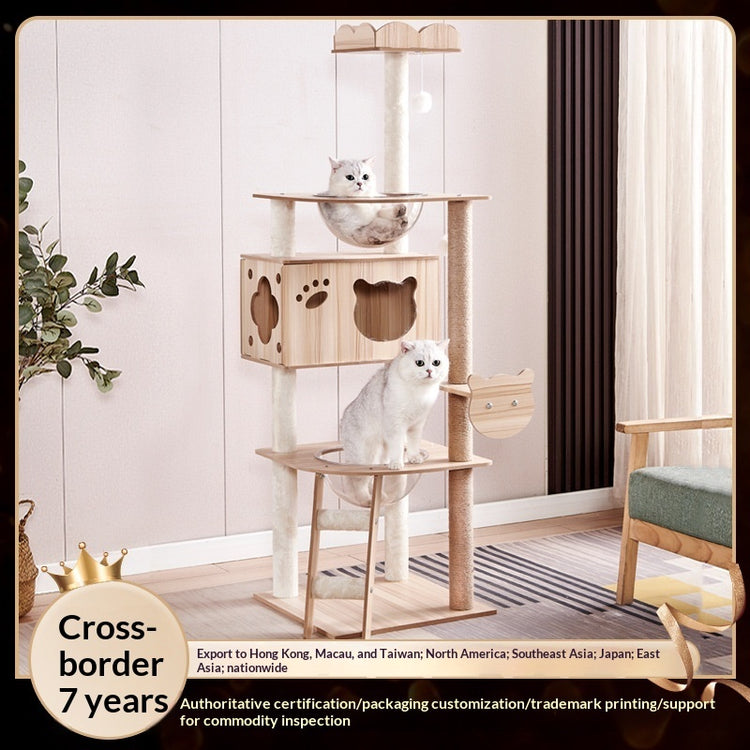 Wood Cat House Sisal Scratching Post