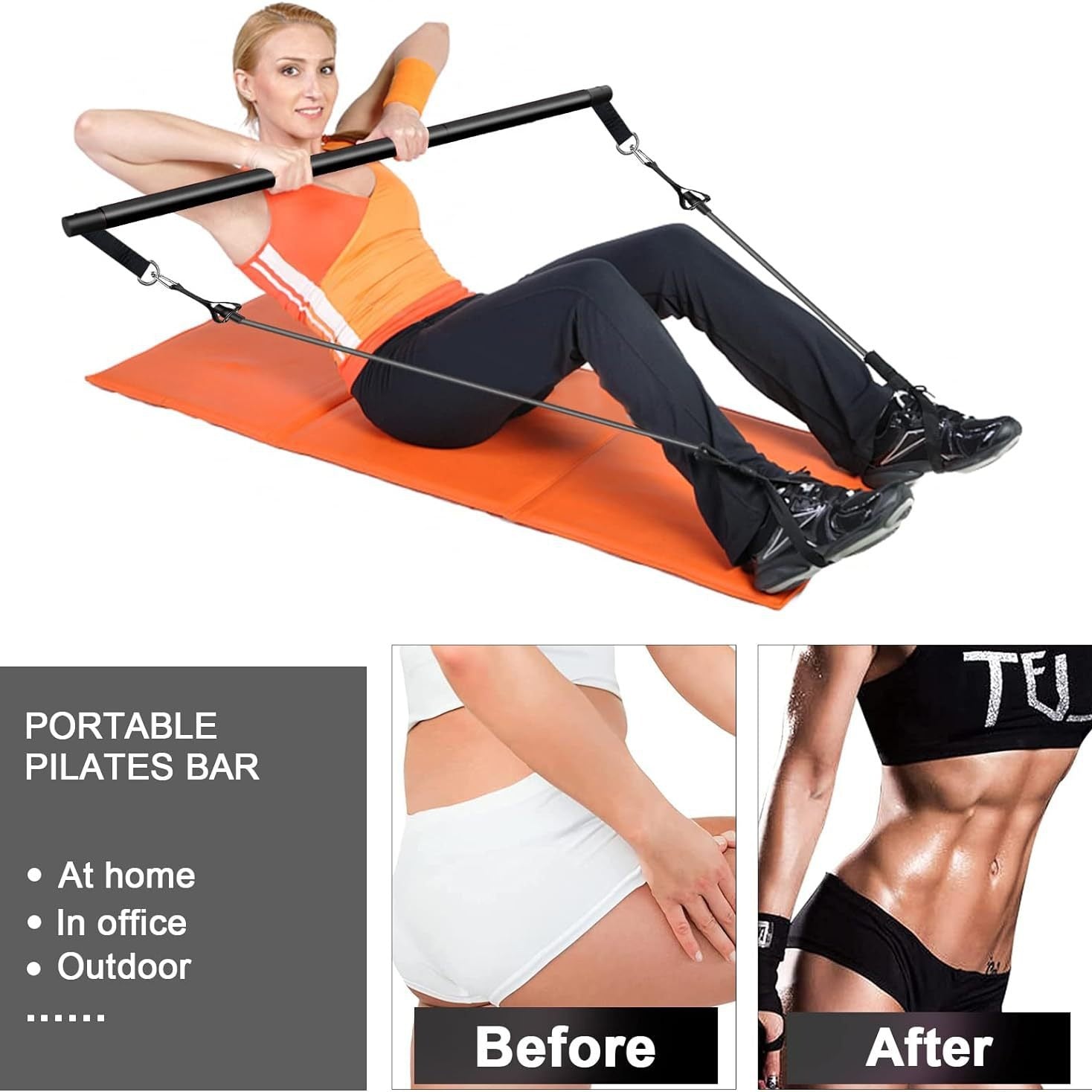 Pilates Bar Resistance Band Fitness