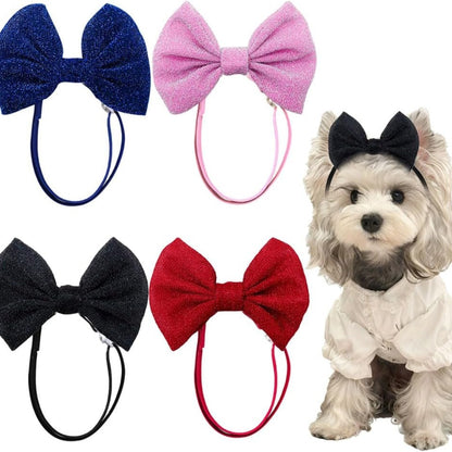 4Pcs Dog Bow Headband Grooming Set