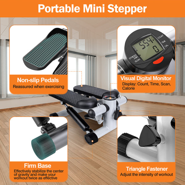 Mini Fitness Stepper w Bands LCD