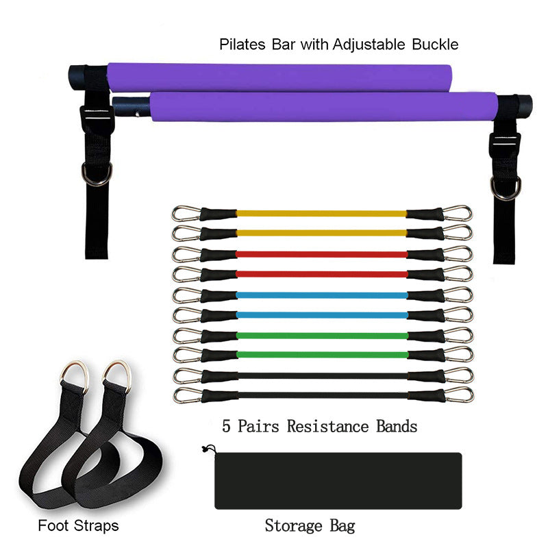 Portable Pilates Bar Gym Band Set