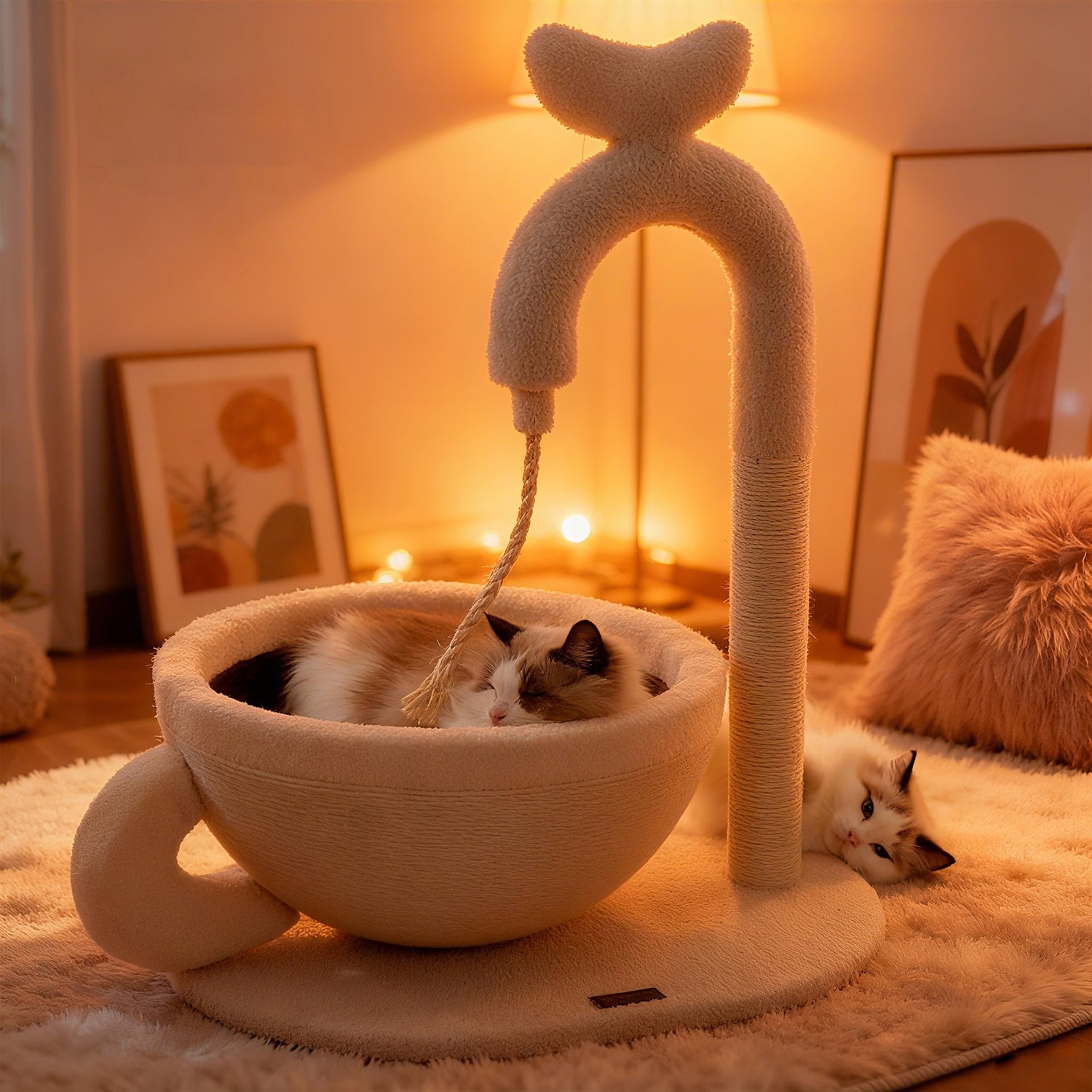 Sisal Cat Scratching Post Bed Combo